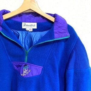 Vtg Forresters Atlantic City CC Pullover Sweater 1/4 Zip Blue Mens Medium USA